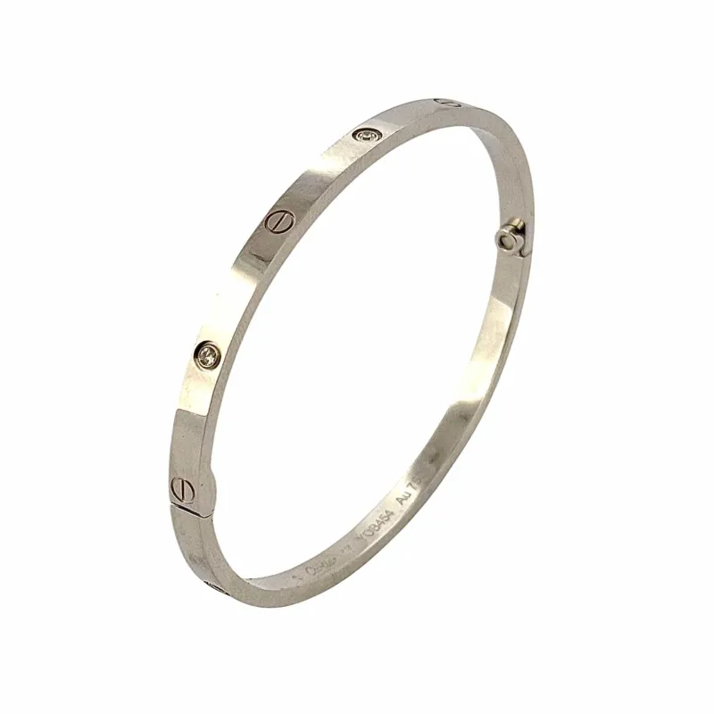 Bracelet Cartier Love petit modèle or blanc 6 diamants sold by 58 Facettes
