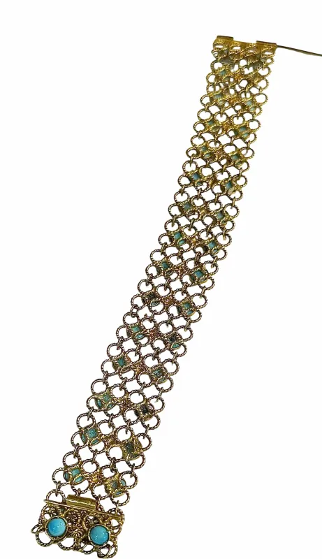 Bracelet souple en or 14 carats et turquoises sold by 58 Facettes