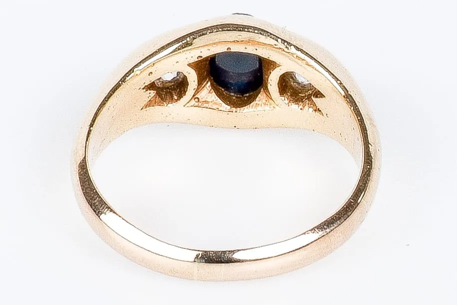 Bague Or jaune Saphir 2 Diamants. sold by 58 Facettes product image thumbnail 3