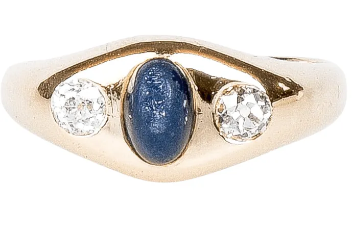 Bague Or jaune Saphir 2 Diamants. sold by 58 Facettes