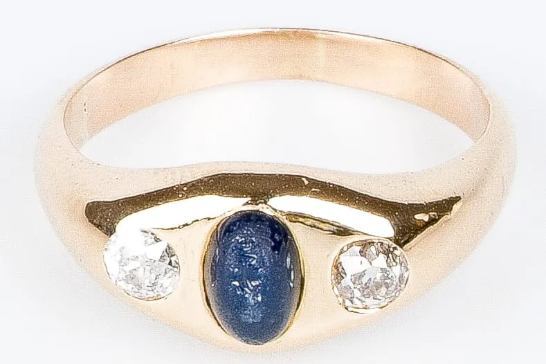 Bague Or jaune Saphir 2 Diamants. sold by 58 Facettes product image thumbnail 2