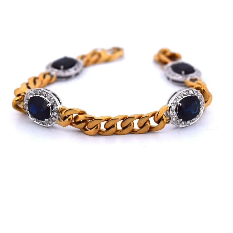 Années 1960 - Bracelet en or 18 carats - Saphirs et diamants sold by 58 Facettes