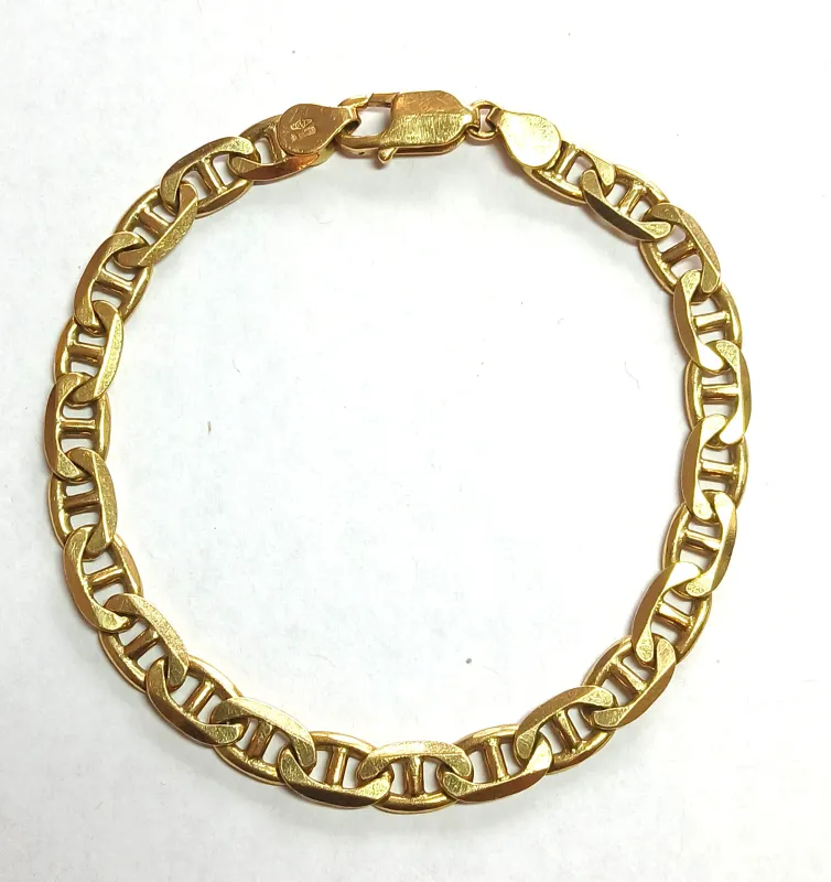 Bracelet gourmette en or jaune, maille marine battue sold by 58 Facettes