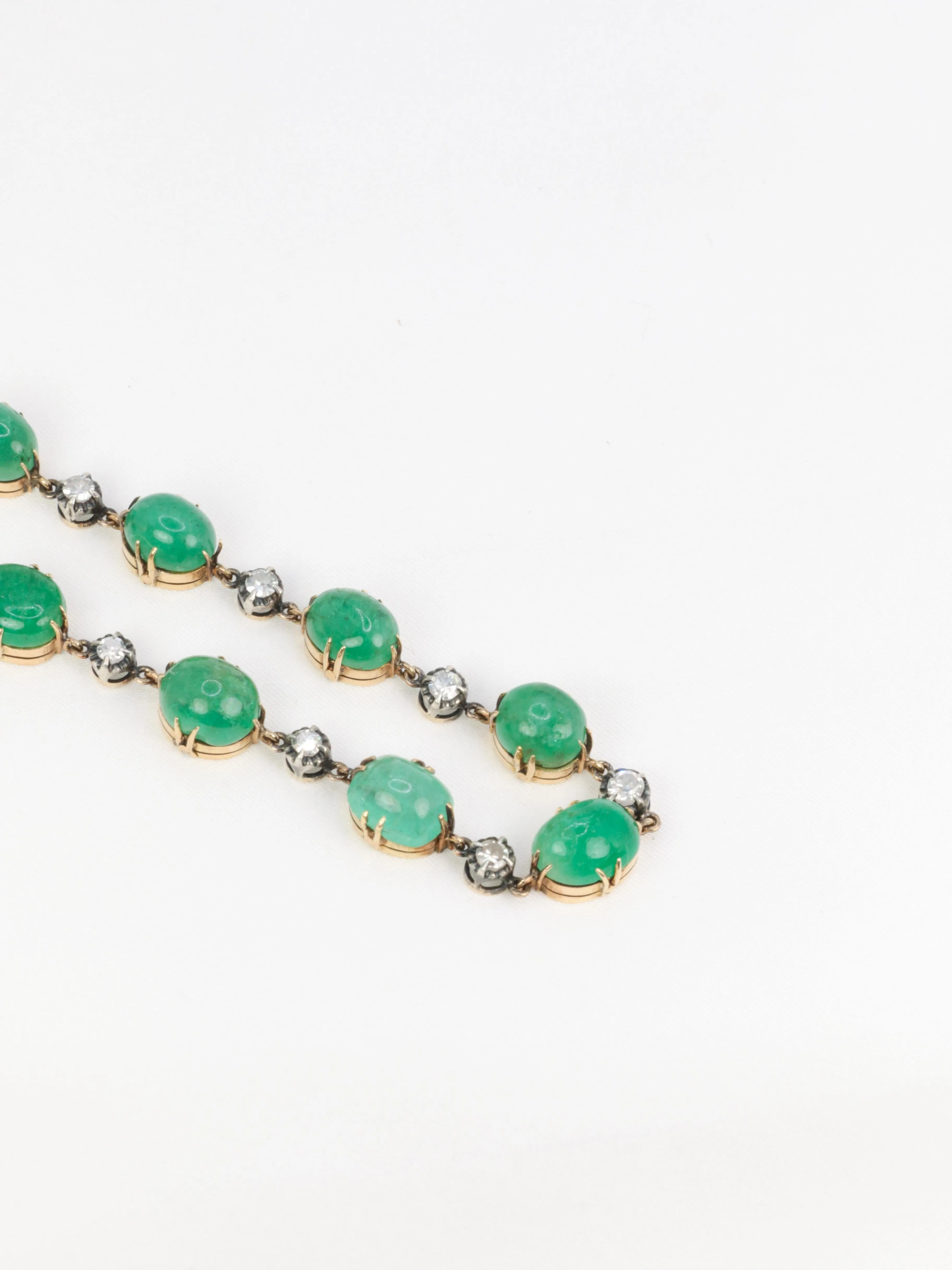 Bracelet ancien cabochons d'émeraudes or jaune diamants sold by 58 Facettes product image thumbnail 3
