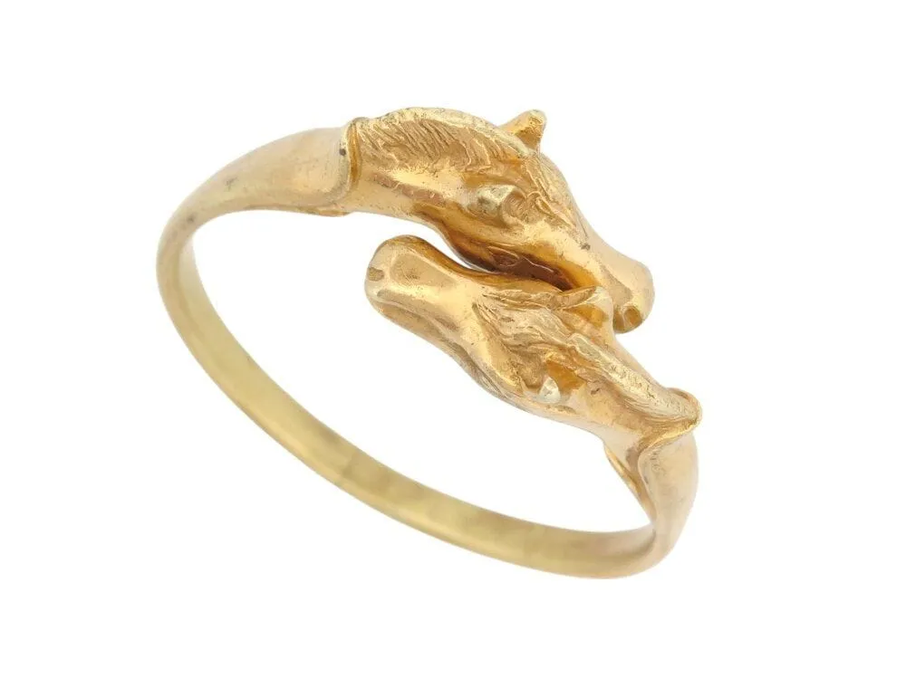 vintage bracelet HERMES galop 2 tetes de chevaux ravinet d'enfert plaque or sold by 58 Facettes