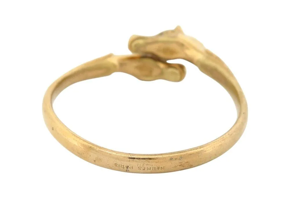 vintage bracelet HERMES galop 2 tetes de chevaux ravinet d'enfert plaque or sold by 58 Facettes product image thumbnail 5