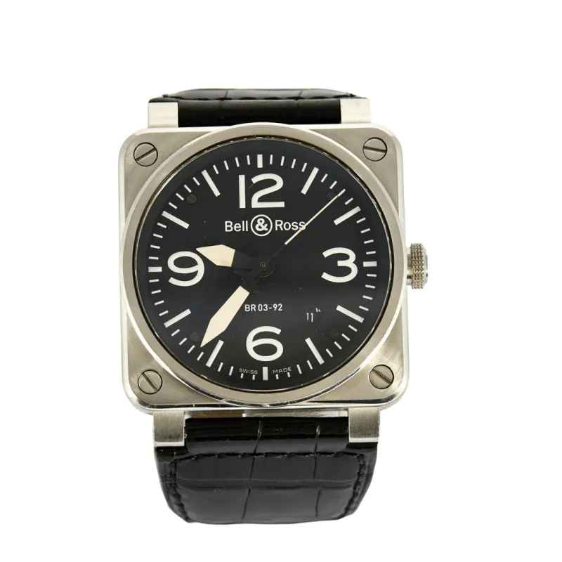BELL & ROSS - Montre automatique Bell & Ross BR0392 en acier inoxydable et bracelet en cuir. sold by 58 Facettes