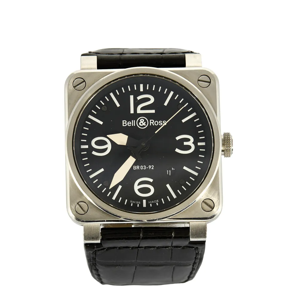 BELL & ROSS - Montre automatique Bell & Ross BR0392 en acier inoxydable et bracelet en cuir. sold by 58 Facettes
