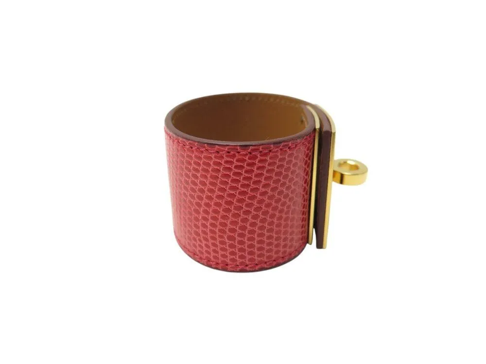 bracelet HERMES kelly chien lézard niloticus t3 15 a 17 métal doré rouge sold by 58 Facettes product image thumbnail 4