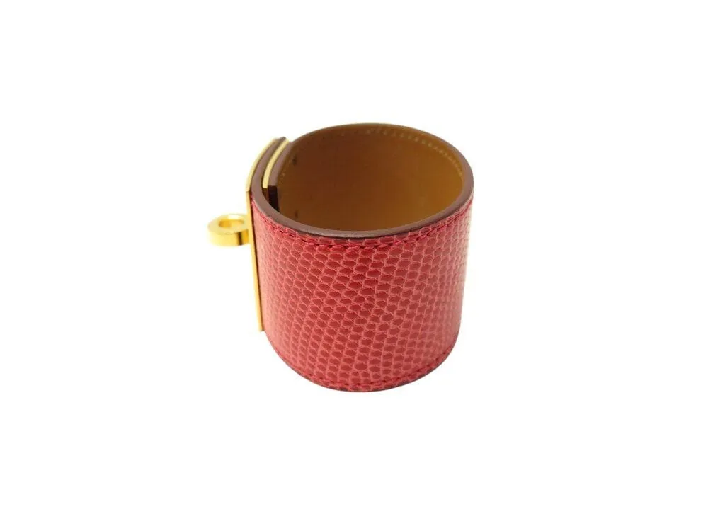 bracelet HERMES kelly chien lézard niloticus t3 15 a 17 métal doré rouge sold by 58 Facettes product image thumbnail 2