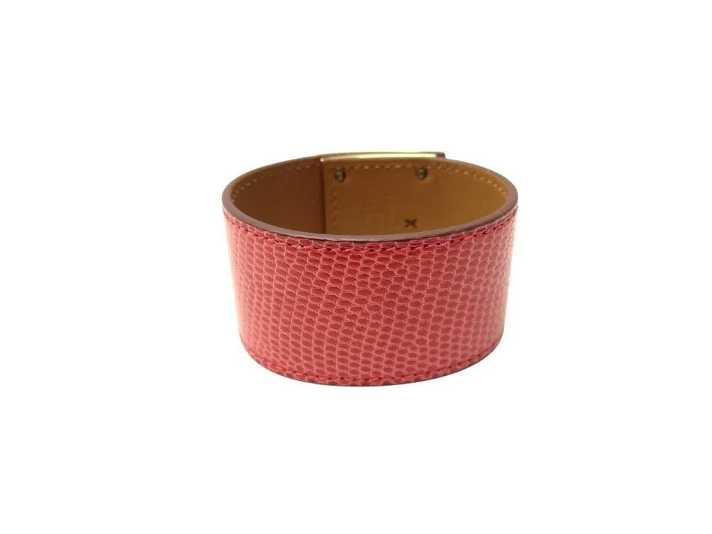 bracelet HERMES kelly chien lézard niloticus t3 15 a 17 métal doré rouge sold by 58 Facettes product image thumbnail 3