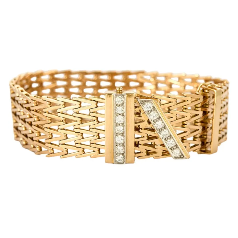 Bracelet ceinture souple or jaune et diamants sold by 58 Facettes