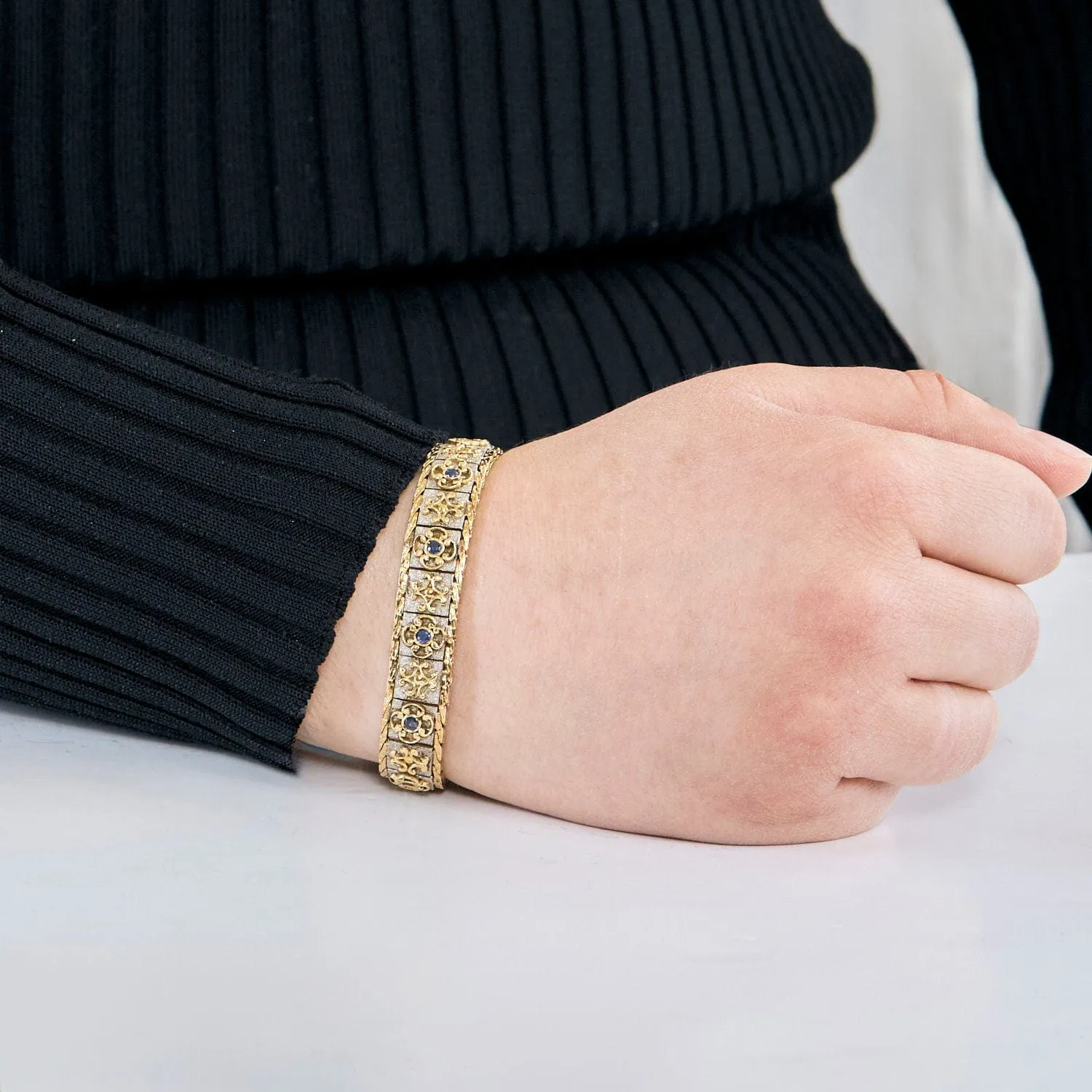 Bracelet souple or jaune et blanc sold by 58 Facettes product image thumbnail 2