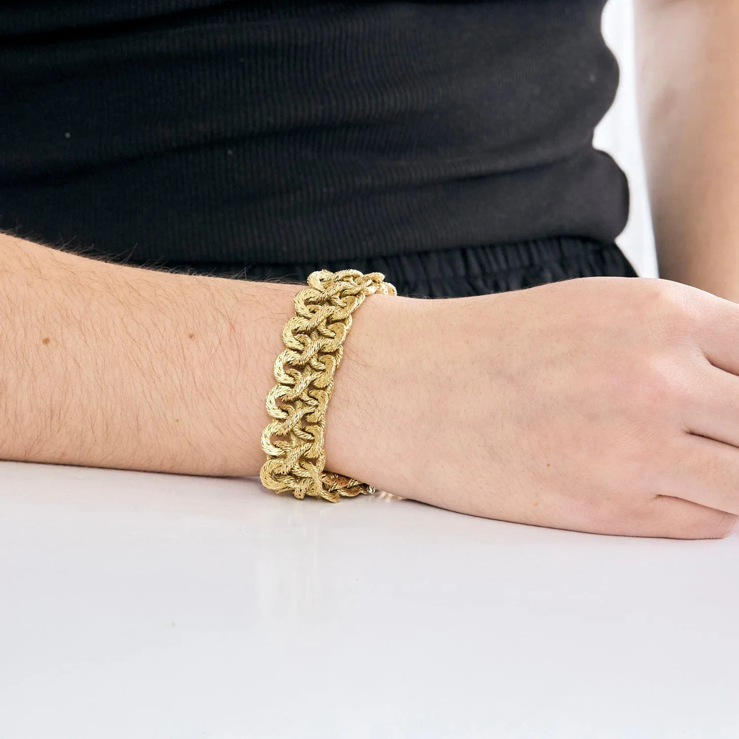 GEORGES LENFANT - Rare Bracelet Maille Alternée en or jaune sold by 58 Facettes product image thumbnail 2
