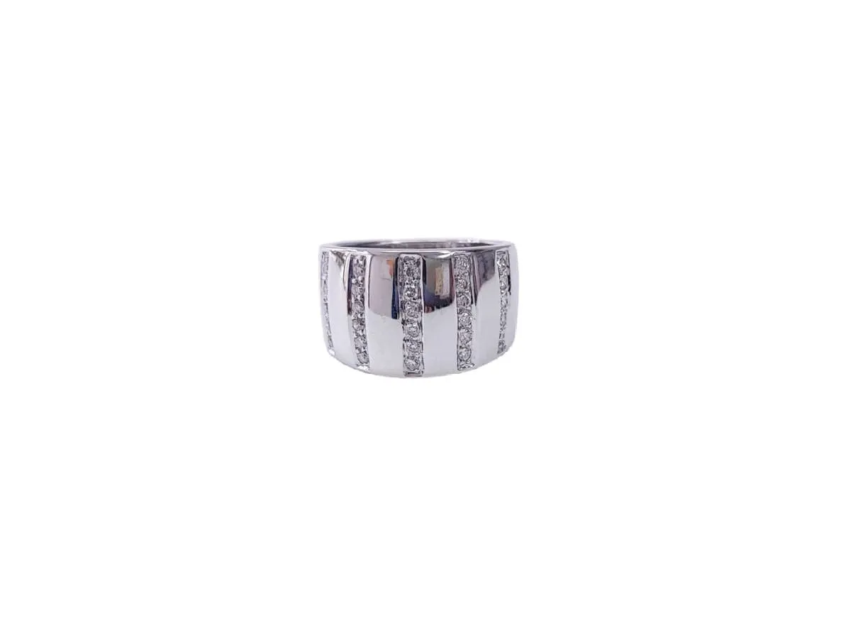 Bague jonc bandeau or blanc diamant sold by 58 Facettes