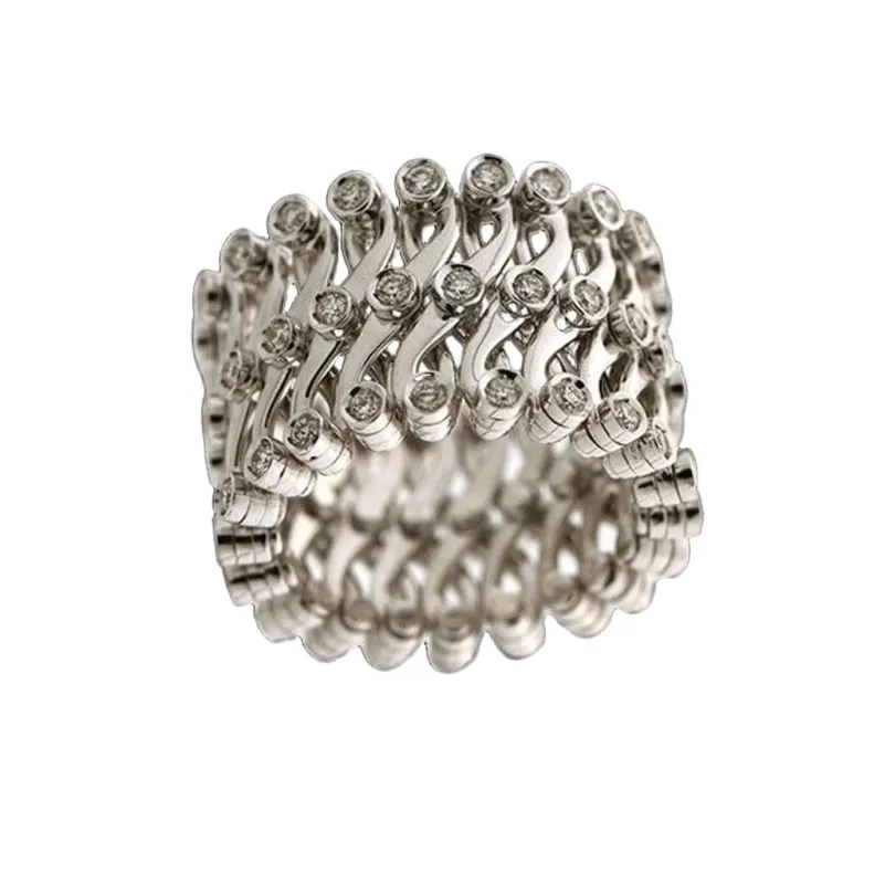 Bague-Bracelet en or blanc, Diamants Naturels made by 58 Facettes