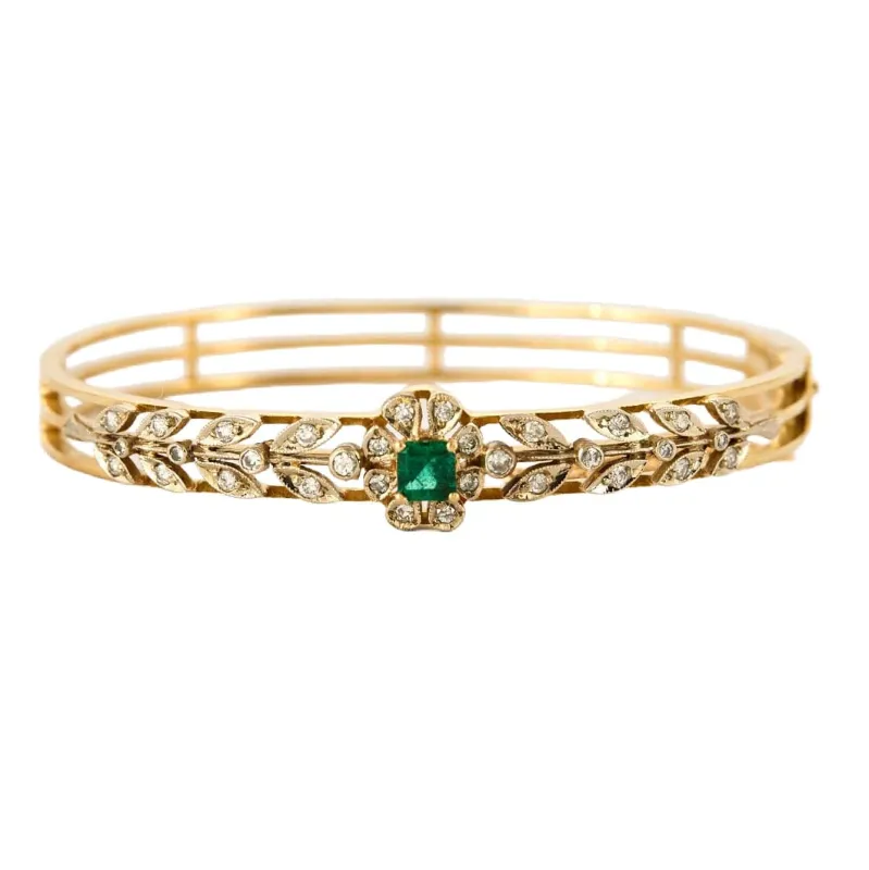 Bracelet en or jaune, émeraude et diamants sold by 58 Facettes