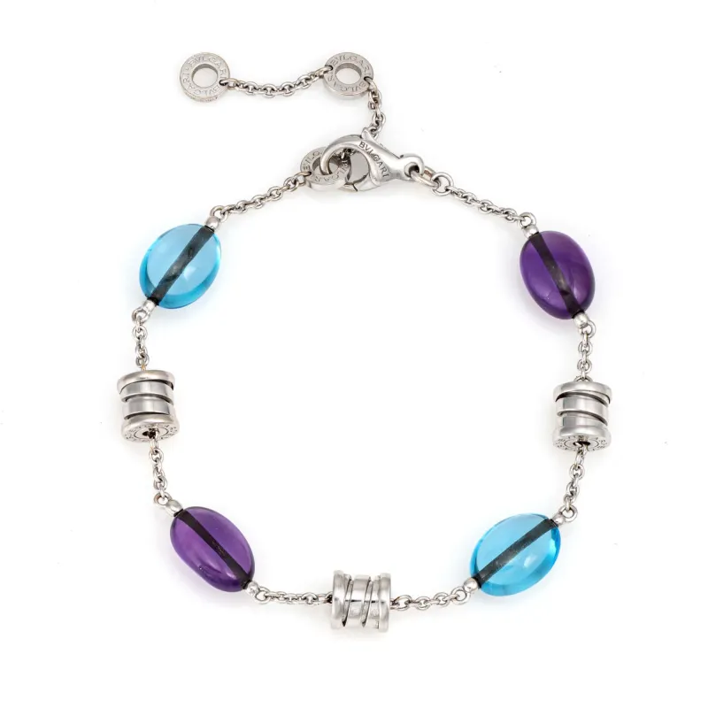BULGARI - Bracelet B Zero1 en or blanc, améthyste et topaze bleue sold by 58 Facettes