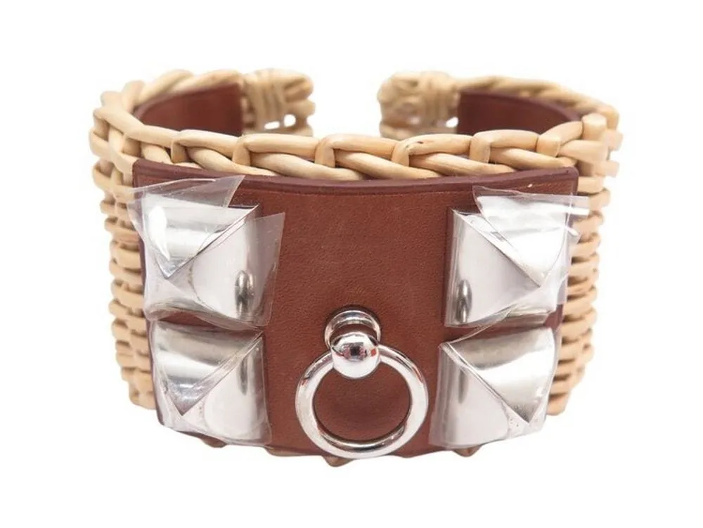 bracelet HERMES collier de chein medor picnic osier 18cm boite sold by 58 Facettes