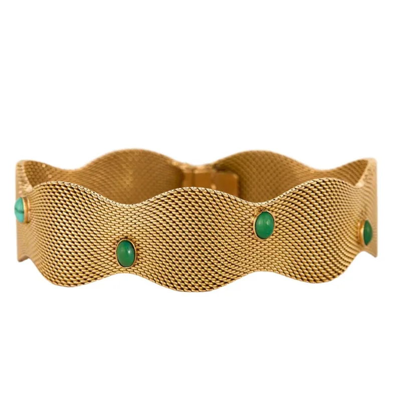 Bracelet ruban, or jaune et turquoise sold by 58 Facettes