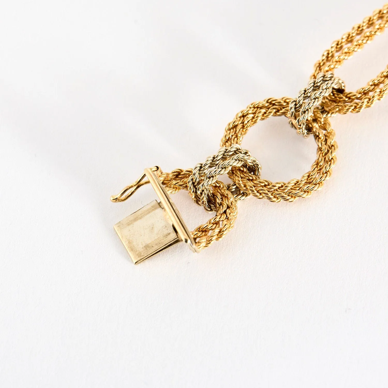 Bracelet or jaune et blanc, maille tréssée sold by 58 Facettes product image thumbnail 4