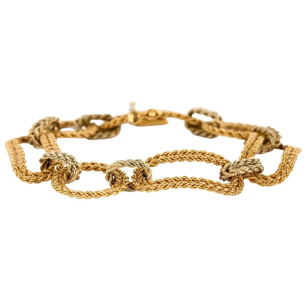 Bracelet or jaune et blanc, maille tréssée sold by 58 Facettes