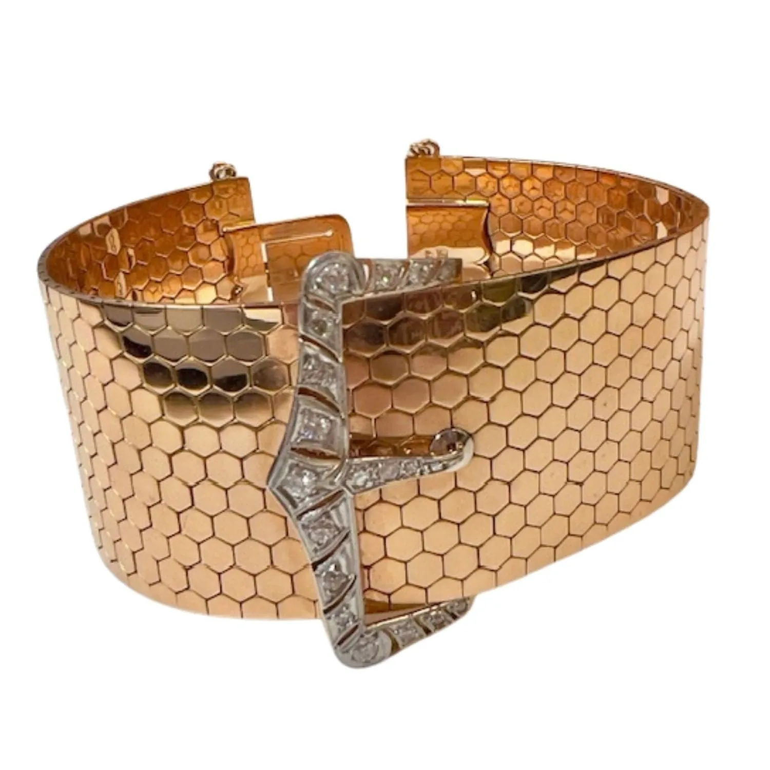 Bracelet en or jaune avec diamants 1940-1945 sold by 58 Facettes