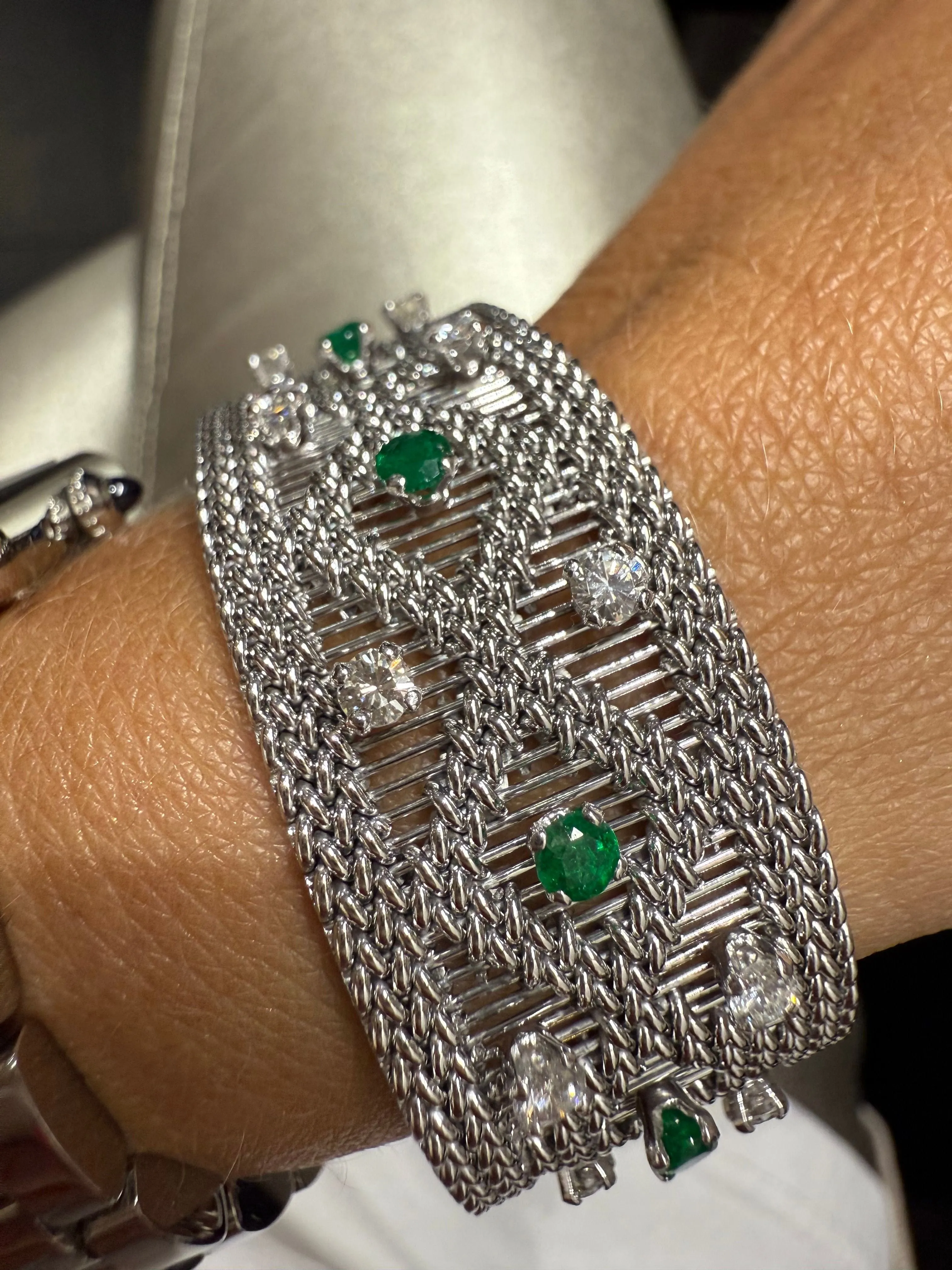 Bracelet vintage or blanc - Diamants et émeraudes sold by 58 Facettes product image thumbnail 5