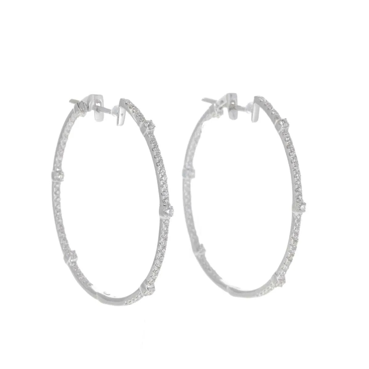 Boucles d'Oreilles Créoles Or Blanc et Diamants sold by 58 Facettes