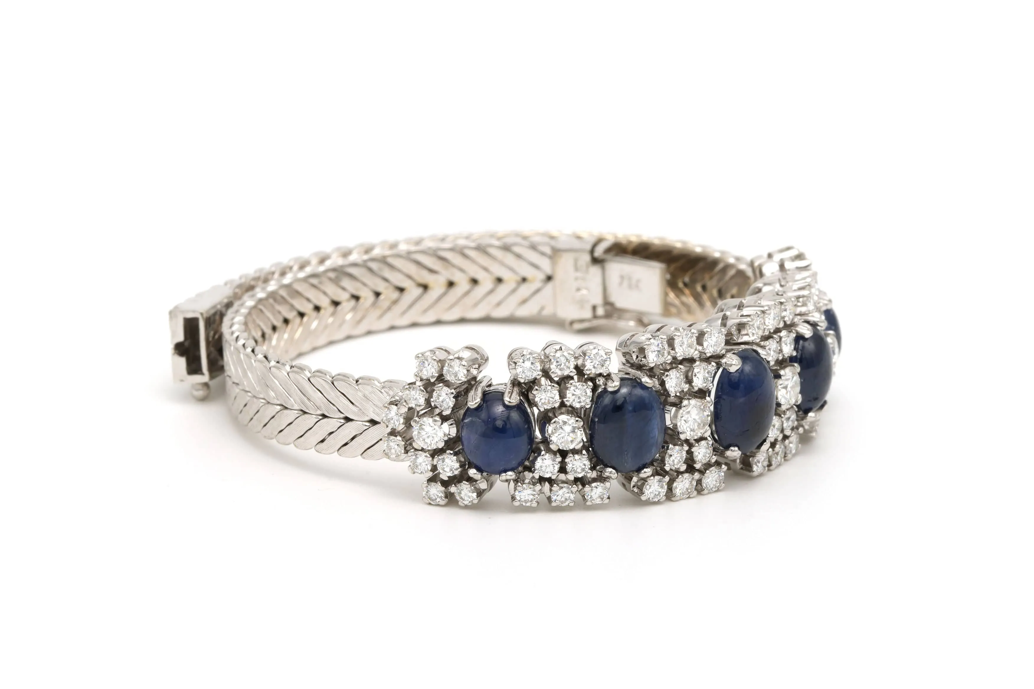 Bracelet Années 70 en or blanc 18 carats, saphirs et diamants sold by 58 Facettes product image thumbnail 3