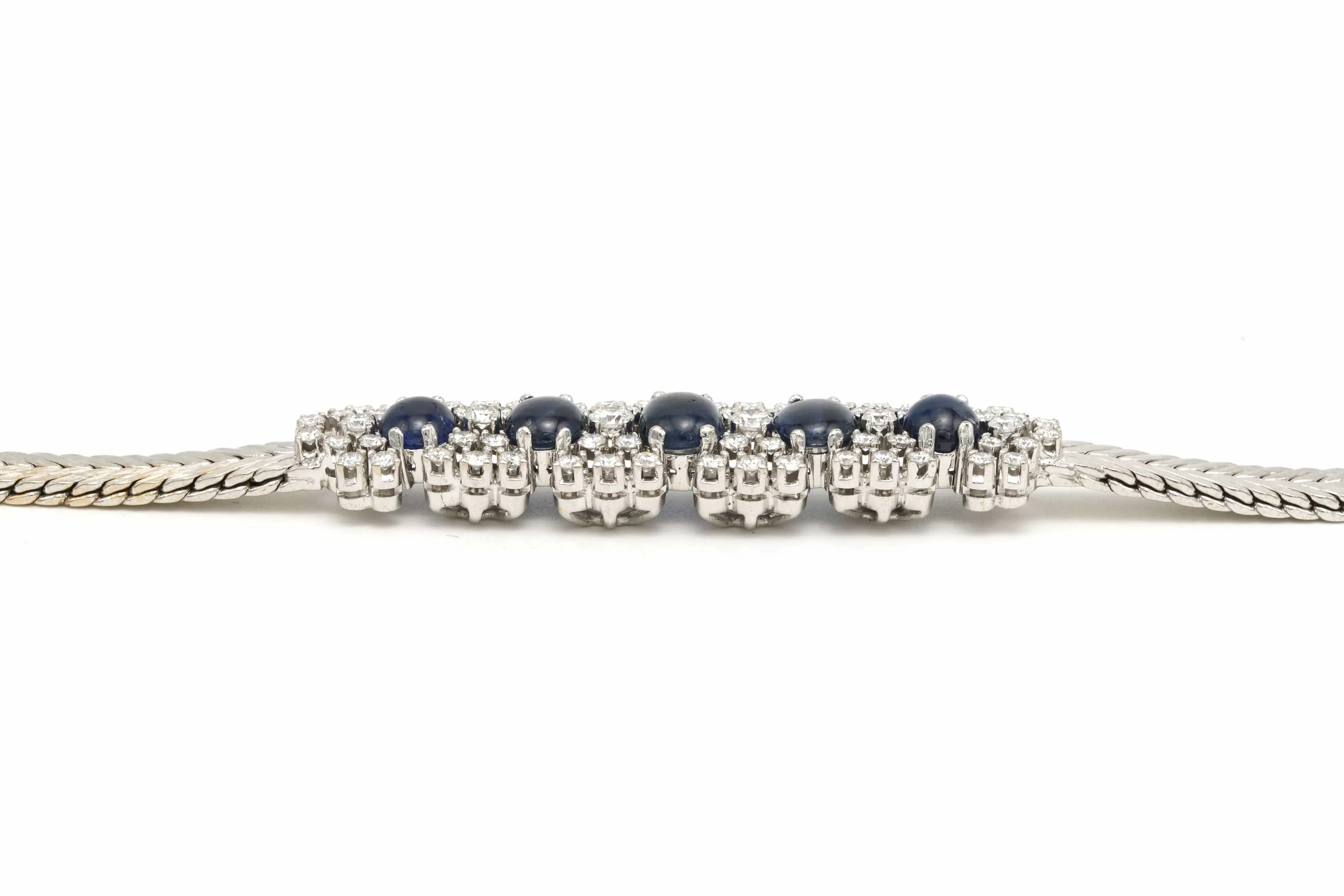 Bracelet Années 70 en or blanc 18 carats, saphirs et diamants sold by 58 Facettes product image thumbnail 5