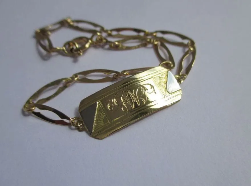 Bracelet gourmette identité Art Déco sold by 58 Facettes product image thumbnail 5
