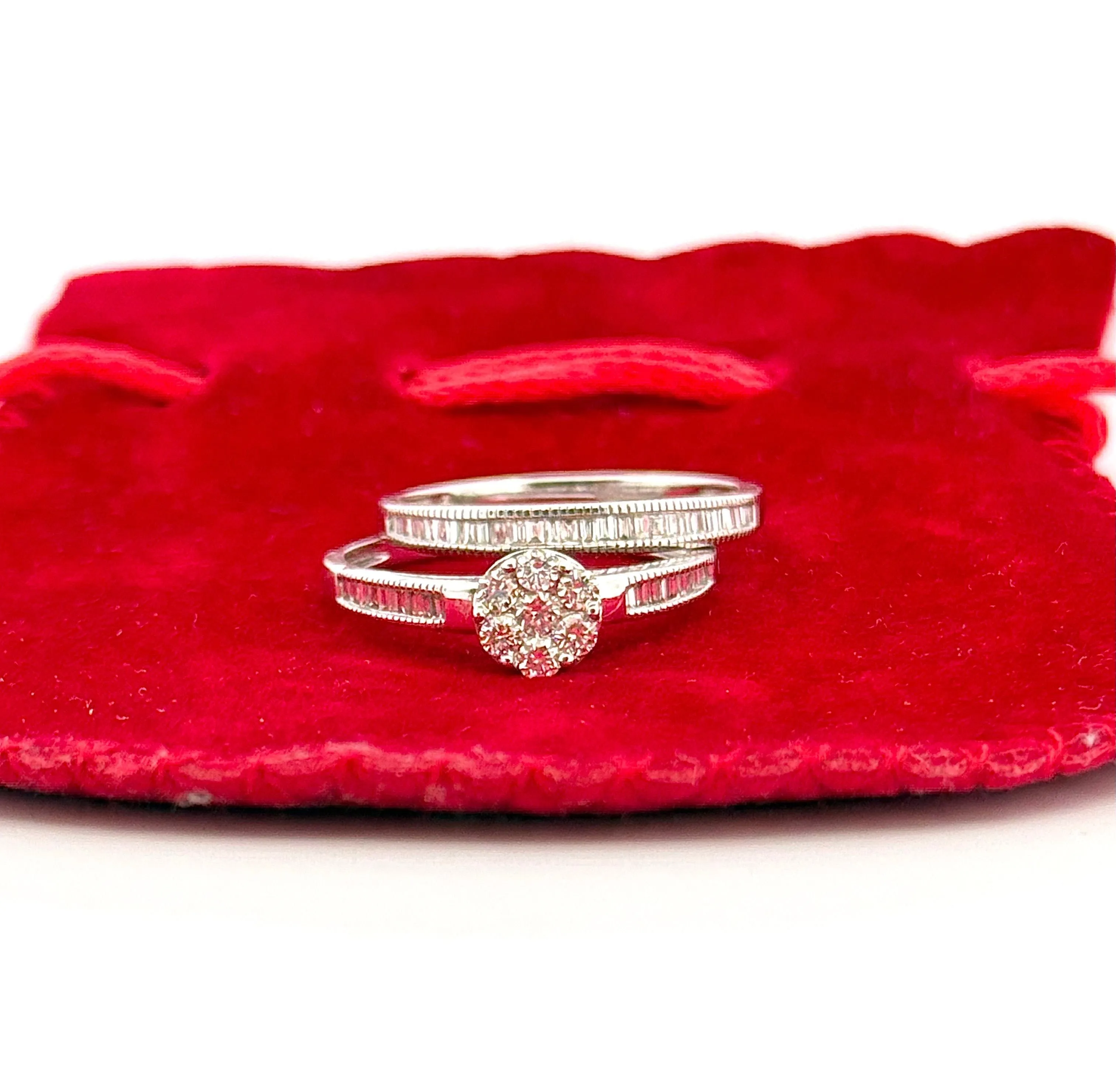 Bague de fiançailles + alliance en or et diamants sold by 58 Facettes