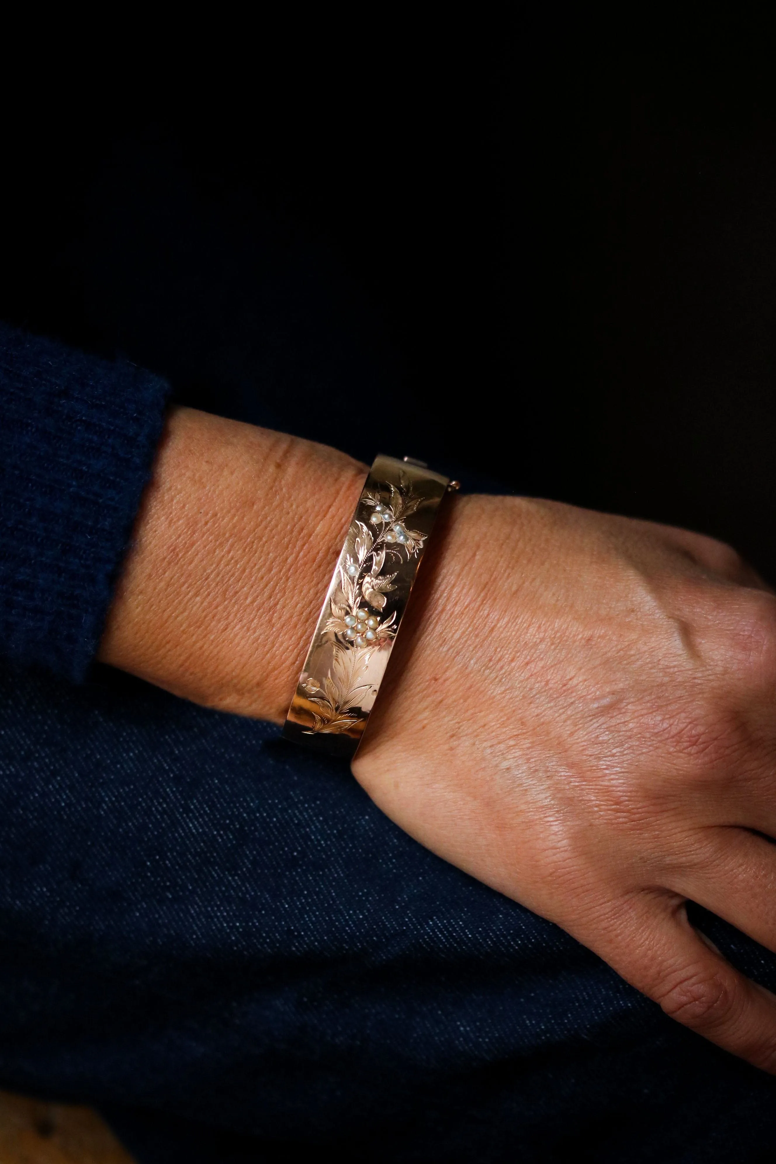 Bracelet Jonc Napoléon III Or Rose et Perles fines sold by 58 Facettes product image thumbnail 2