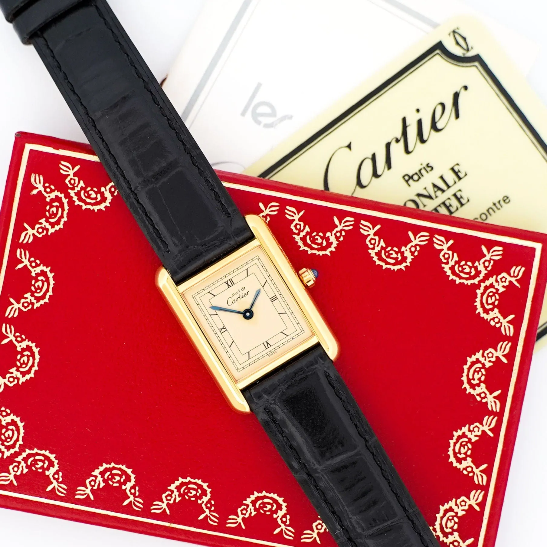 Cartier Tank Must - Cadran chemin de fer champagne - Ensemble complet sold by 58 Facettes product image thumbnail 3