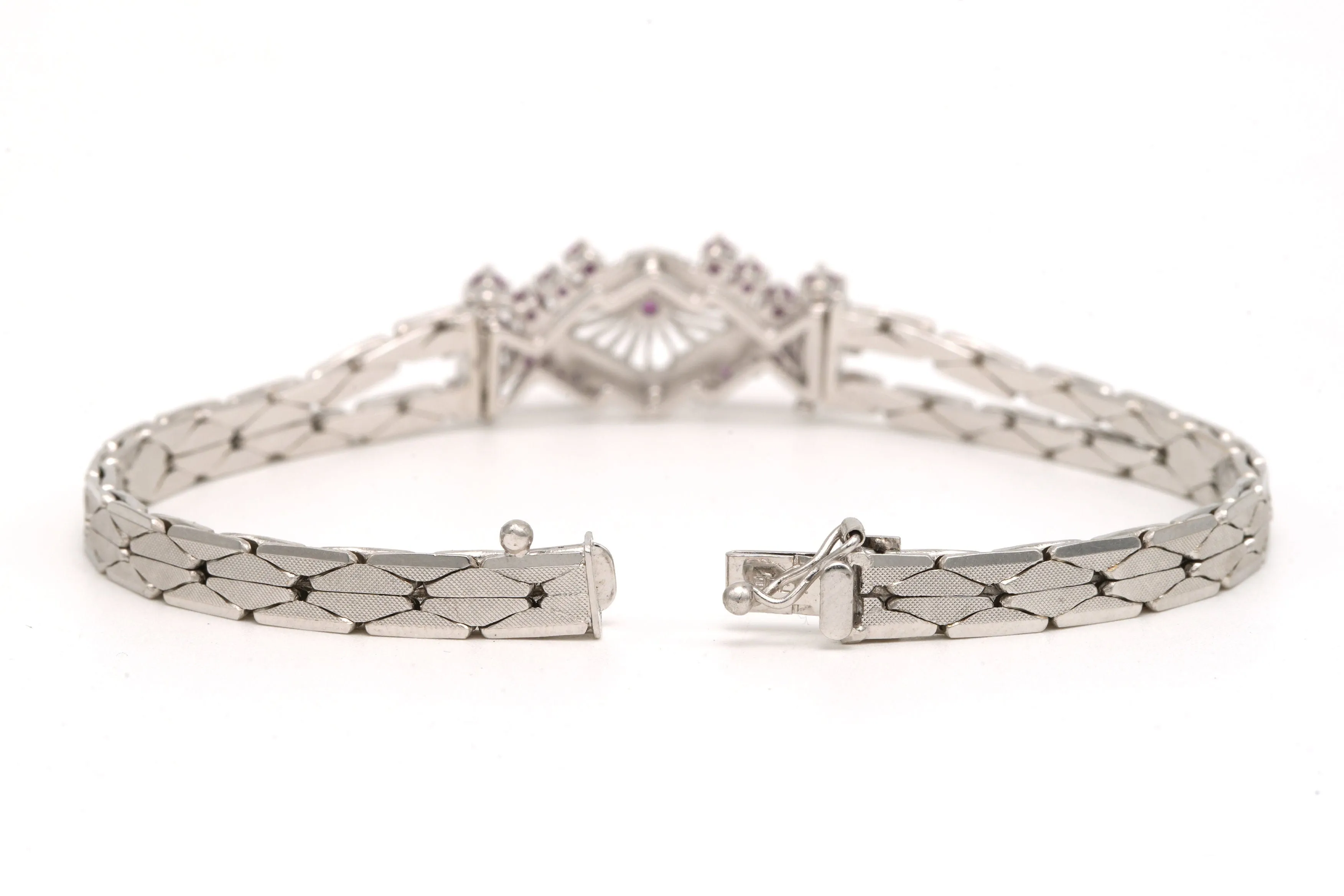 Bracelet 1950 en or blanc 18 carats et rubis sold by 58 Facettes product image thumbnail 5