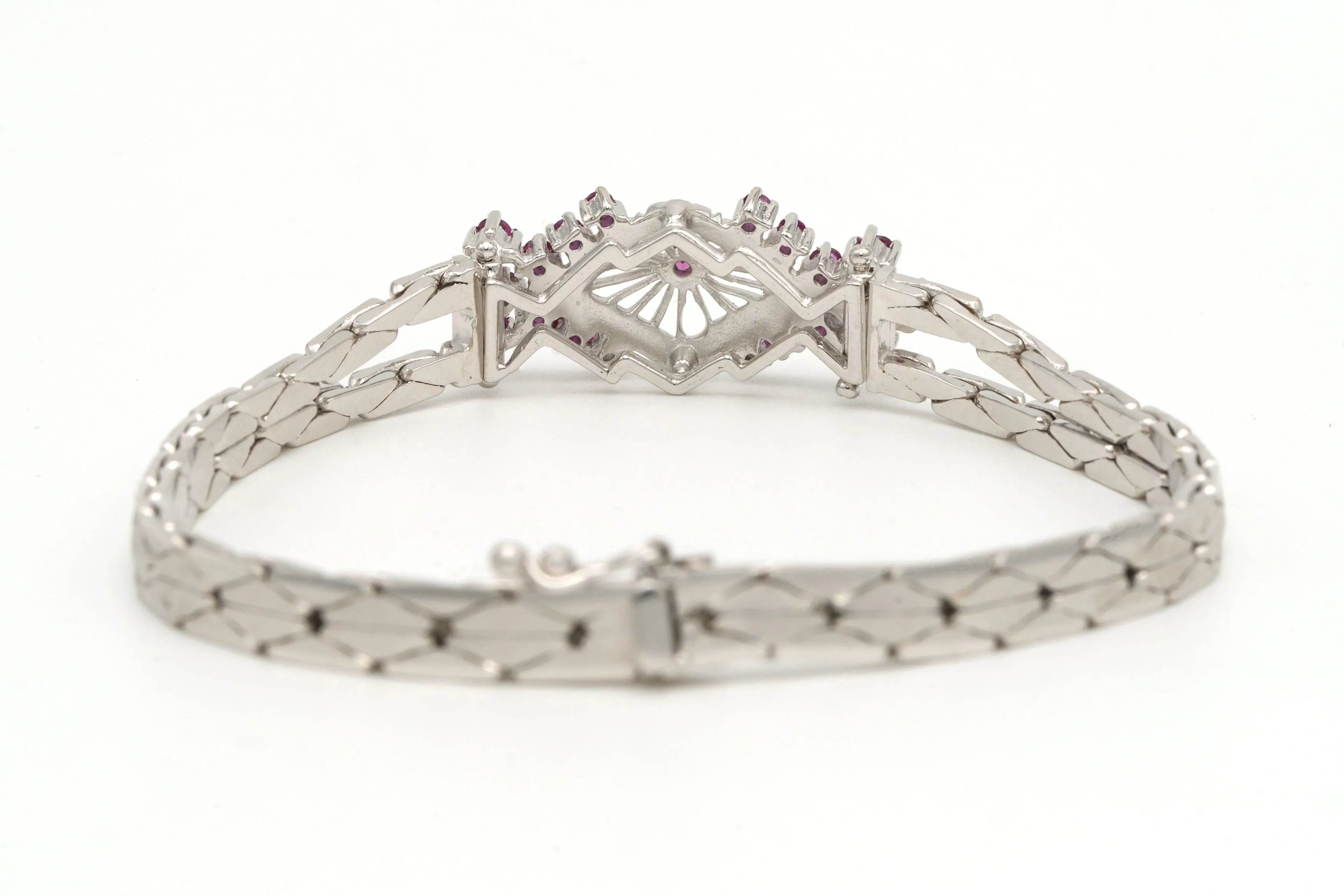 Bracelet 1950 en or blanc 18 carats et rubis sold by 58 Facettes product image thumbnail 3