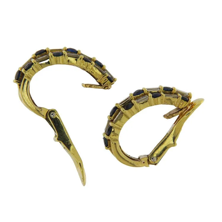 Boucles d'oreilles en or jaune avec saphirs et diamants sold by 58 Facettes product image thumbnail 4