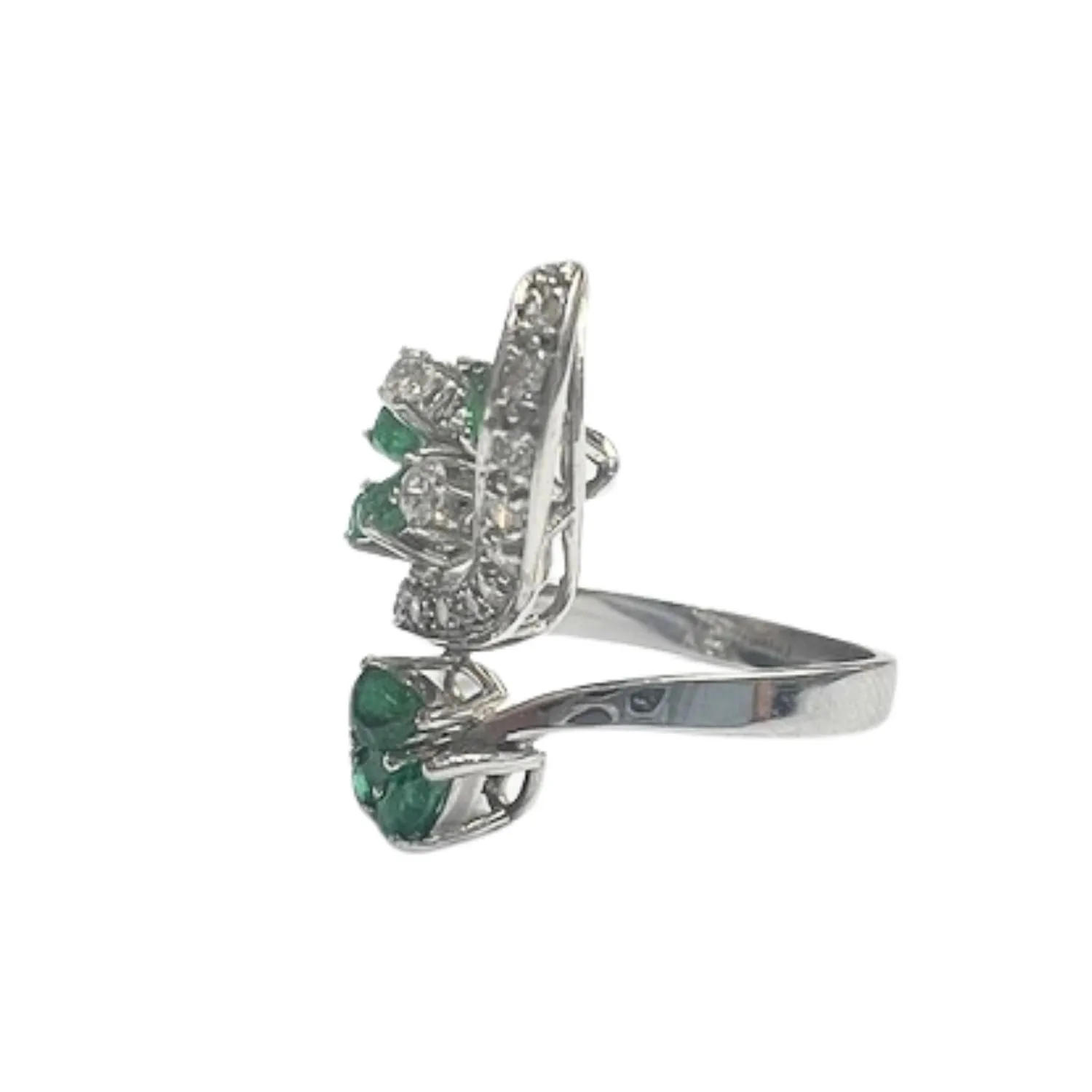 Bague rétro diamants émeraudes sold by 58 Facettes product image thumbnail 3