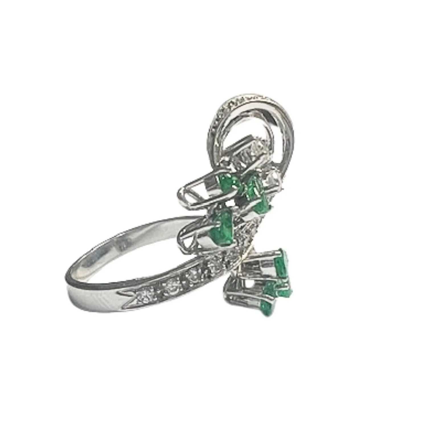 Bague rétro diamants émeraudes sold by 58 Facettes product image thumbnail 4