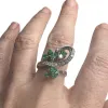Bague rétro diamants émeraudes sold by 58 Facettes