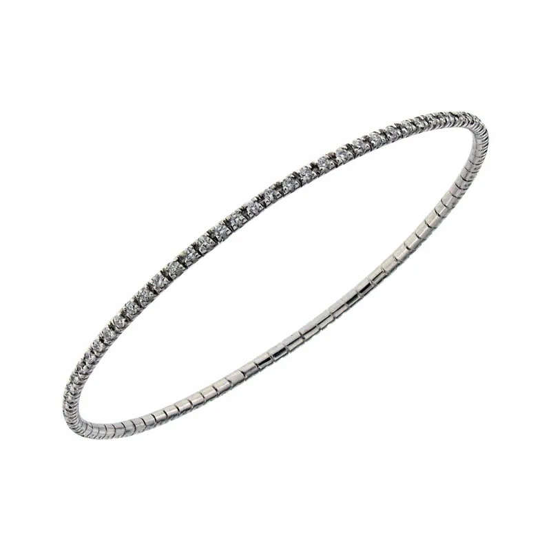 Bracelet-jonc en or blanc, diamants naturels sold by 58 Facettes