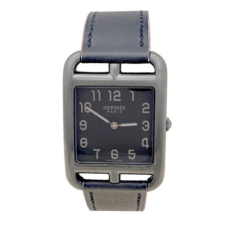 Montre Mixte Hermès, "Cape Cod Shadow, acier noirci, cuir. sold by 58 Facettes