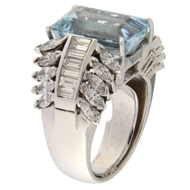 Bague Chevalière Aigue-marine Diamants sold by 58 Facettes product image thumbnail 4