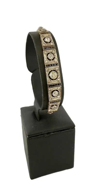 Bracelet ancien art déco en or , saphirs et diamants sold by 58 Facettes