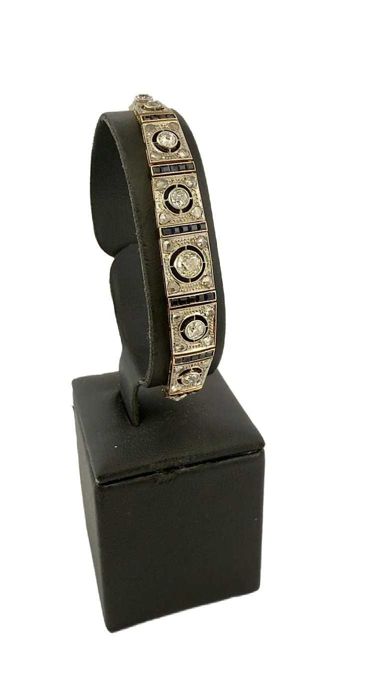 Bracelet ancien art déco en or , saphirs et diamants sold by 58 Facettes