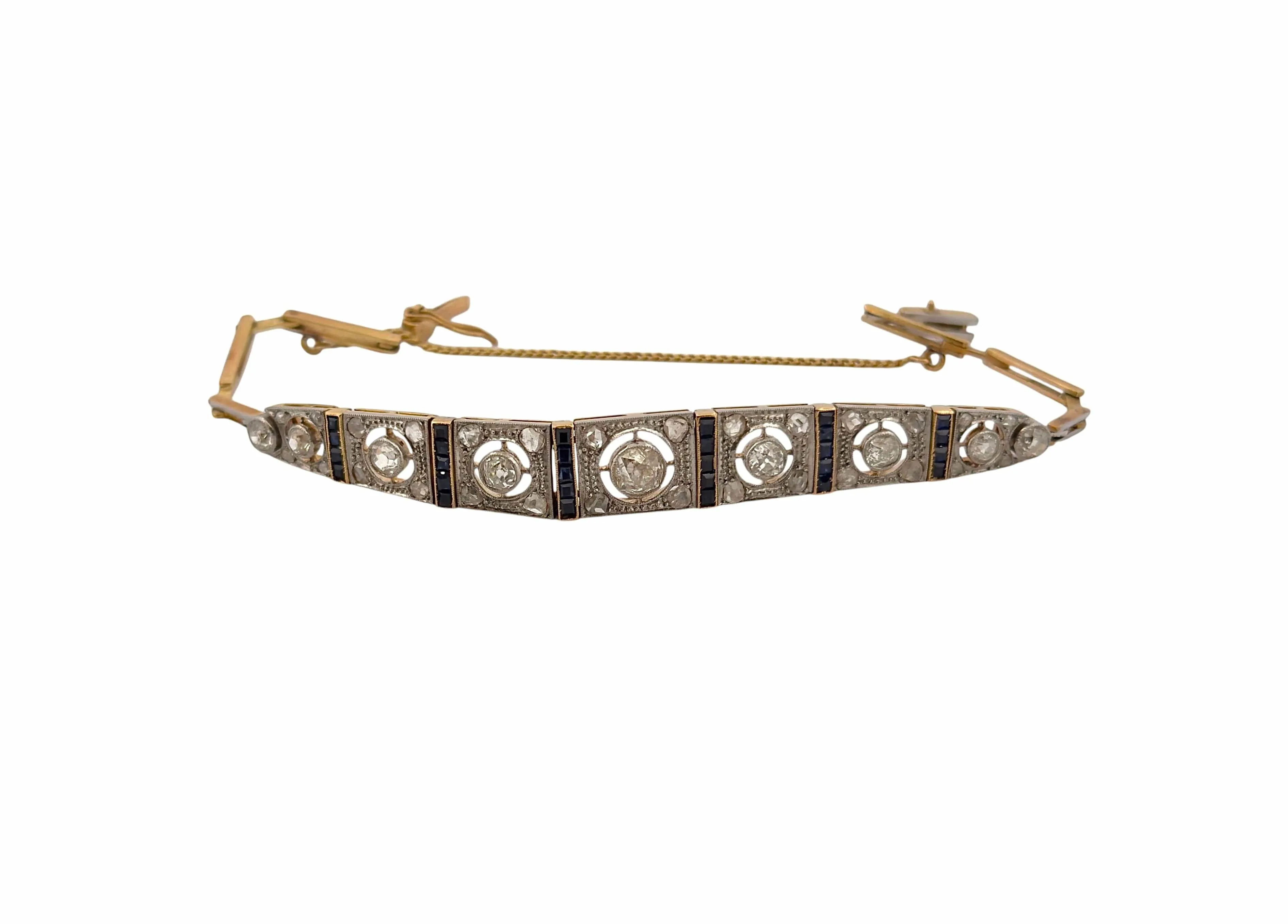 Bracelet ancien art déco en or , saphirs et diamants sold by 58 Facettes product image thumbnail 5