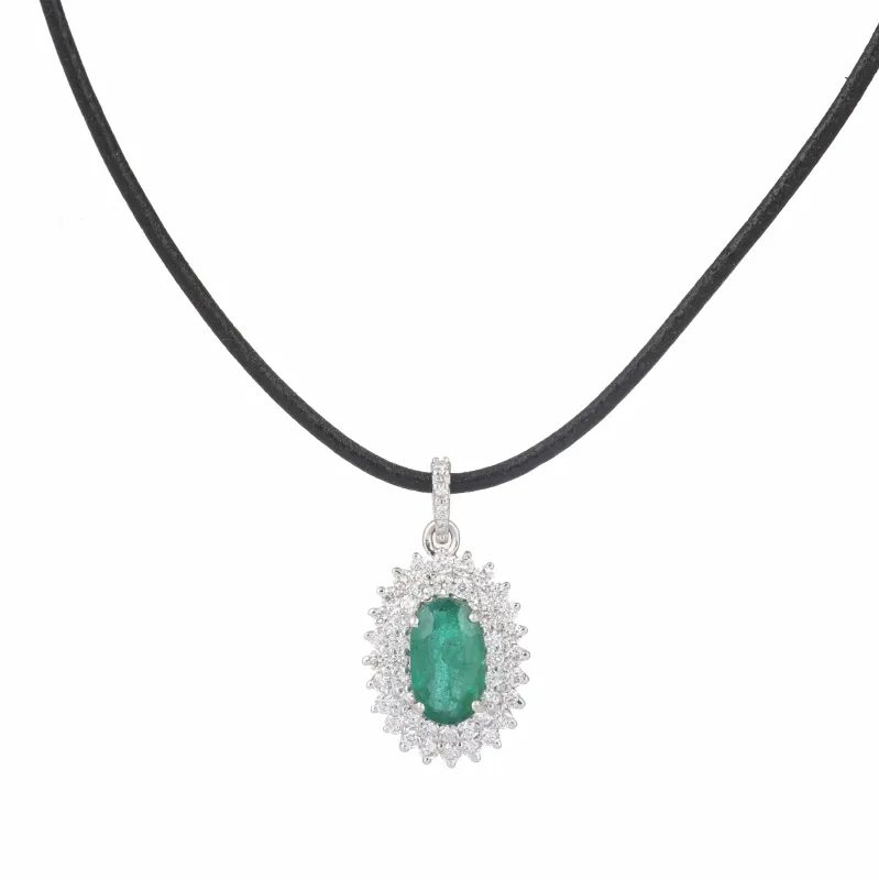 Pendentif Or Gris Emeraude Diamants sold by 58 Facettes