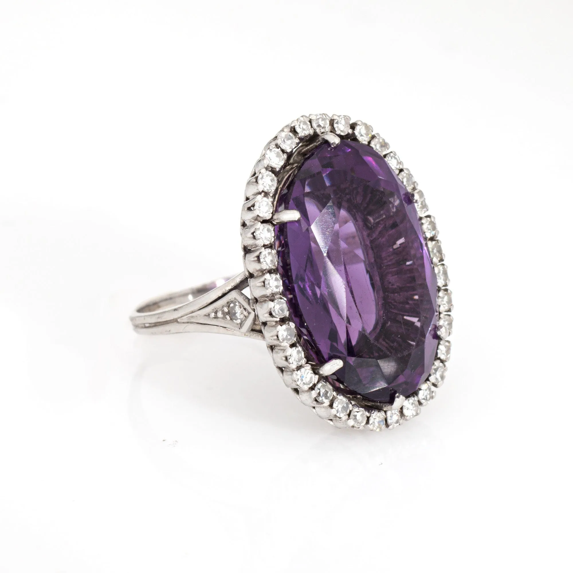 Bague en or blanc avec améthyste et diamant du milieu du siècle sold by 58 Facettes product image thumbnail 4