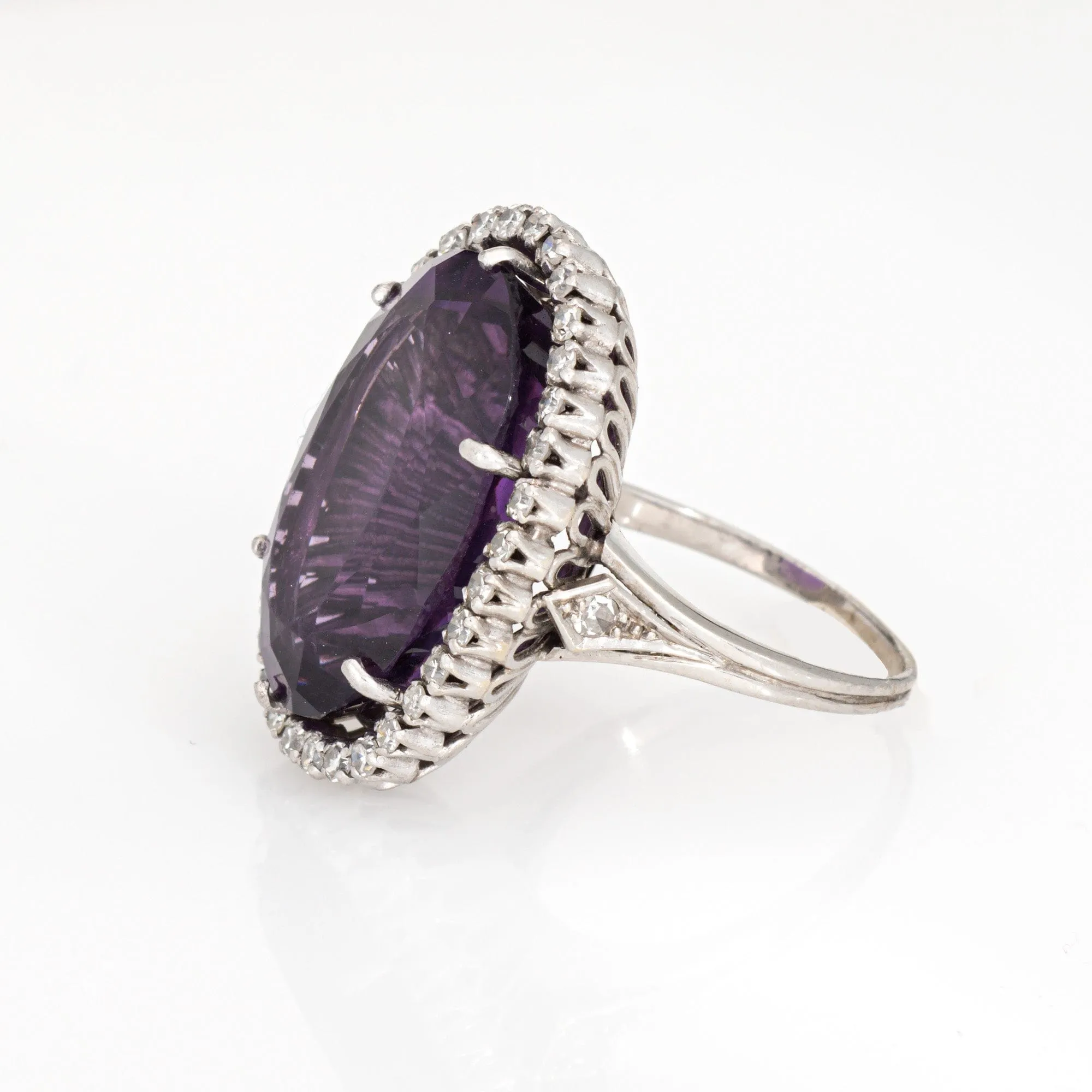 Bague en or blanc avec améthyste et diamant du milieu du siècle sold by 58 Facettes product image thumbnail 5